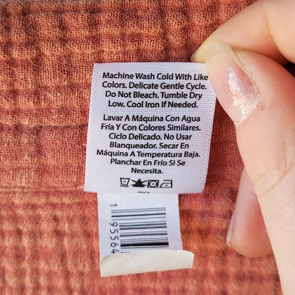 NWOT 100% Cotton Seersucker Oversized Coral Tie Front Kimono Sweater - Picture 12 of 15